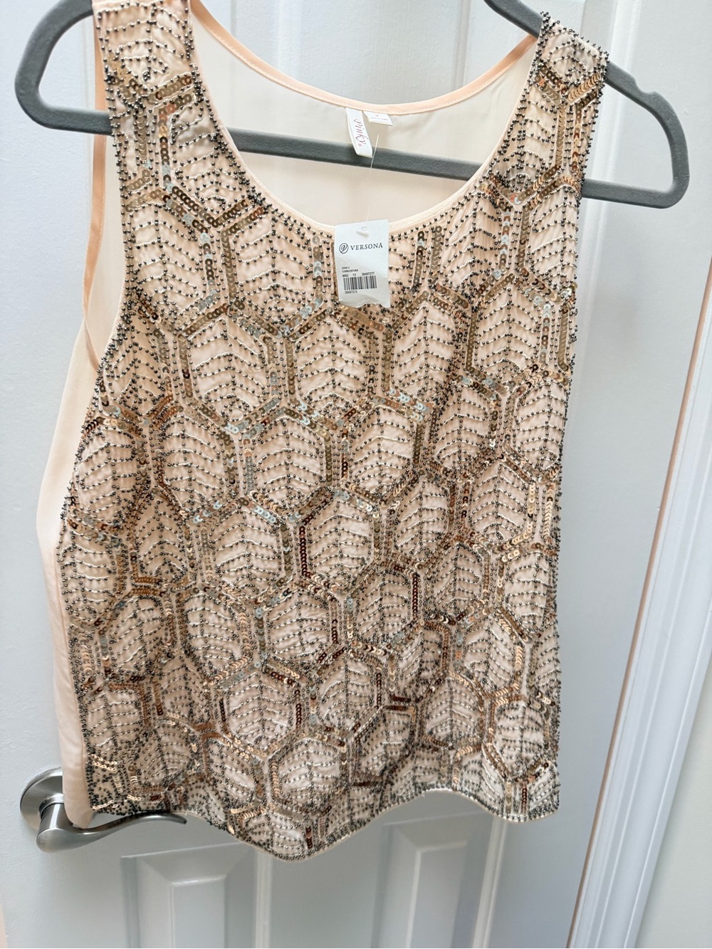 Versona Blush Sequin Hexagon Pattern Tank